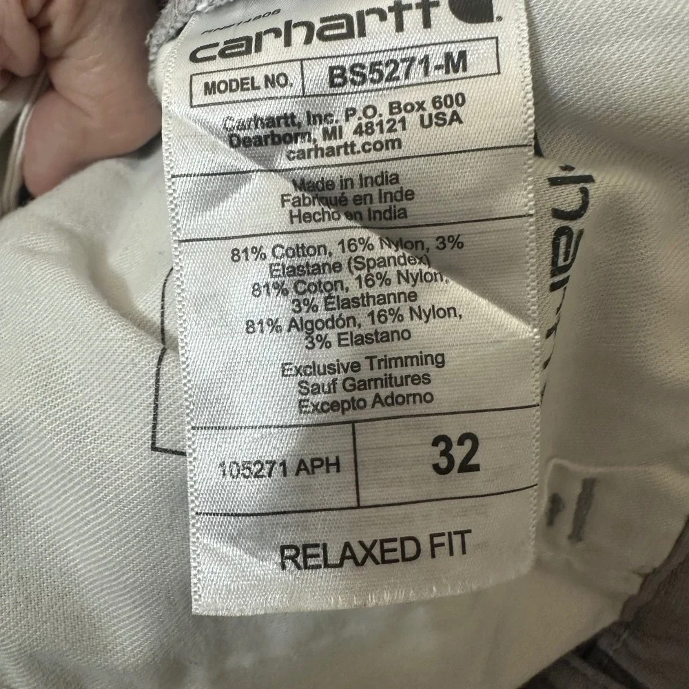 Carhartt Shorts Mens 32 Gray Canvas Workwear Rugged Casual Outdoor